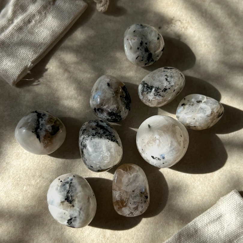 pietra burattata -  Labradorite con Tormalina